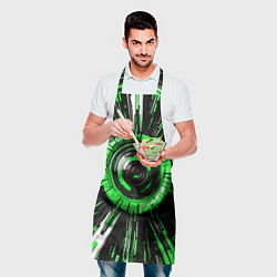 Фартук кулинарный Чёрно-зелёная сфера киберпанк, цвет: 3D-принт — фото 2