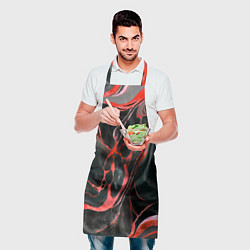 Фартук кулинарный Красно-чёрный мрамор, цвет: 3D-принт — фото 2