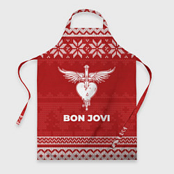 Фартук кулинарный Новогодний Bon Jovi, цвет: 3D-принт