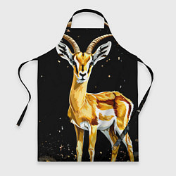 Фартук кулинарный Газель на черном, цвет: 3D-принт