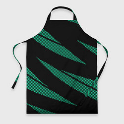 Фартук кулинарный Чёрный с бирюзовым текстура точки и полосы, цвет: 3D-принт