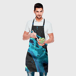 Фартук кулинарный Синие волны краски на черном, цвет: 3D-принт — фото 2