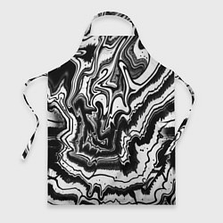 Фартук кулинарный Закрученные волны - чб абстракция, цвет: 3D-принт