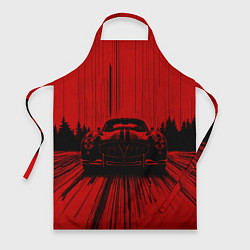 Фартук кулинарный Спорткар на красном фоне, цвет: 3D-принт