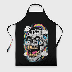 Фартук кулинарный Skull and rainbow - im fine, цвет: 3D-принт