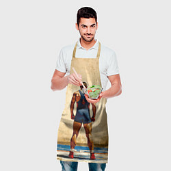 Фартук кулинарный Греко-римский борец на бежевом, цвет: 3D-принт — фото 2