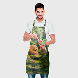 Фартук кулинарный Колобок и заяц в лесу, цвет: 3D-принт — фото 2