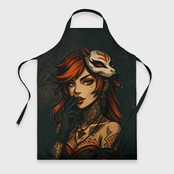 Фартук Рыжая девушка с маской лисы дерзкий стиль
