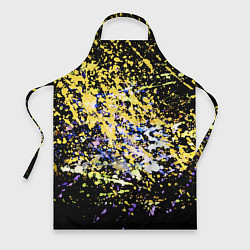 Фартук кулинарный Желто синяя краска на черном, цвет: 3D-принт