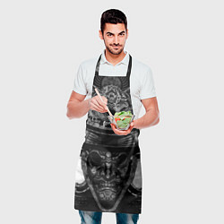 Фартук кулинарный Голова самурая в маске Они, цвет: 3D-принт — фото 2