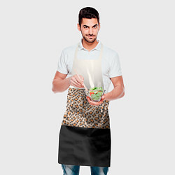 Фартук кулинарный Леопардовый паттерн с черной и бежевой полосой, цвет: 3D-принт — фото 2