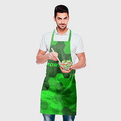 Фартук кулинарный Porsche - green gradient посередине, цвет: 3D-принт — фото 2