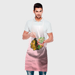 Фартук кулинарный Чикаго Блэкхокс - красные треугольники с градиенто, цвет: 3D-принт — фото 2