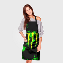 Фартук кулинарный Monster energy кислотное лого огонь, цвет: 3D-принт — фото 2