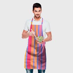 Фартук кулинарный Теплые цветные полосы, цвет: 3D-принт — фото 2