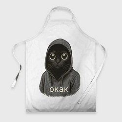 Фартук кулинарный Мем окак с котом, цвет: 3D-принт