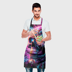 Фартук кулинарный Neon cyber skull, цвет: 3D-принт — фото 2