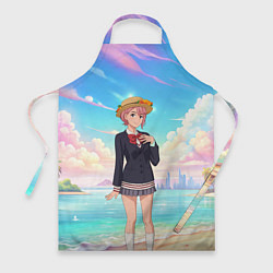 Фартук кулинарный Дандадан Сиратори Айра на берегу моря, цвет: 3D-принт