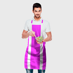 Фартук кулинарный Color white pink stripes, цвет: 3D-принт — фото 2