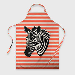 Фартук кулинарный Зебра на оранжевых полосах, цвет: 3D-принт