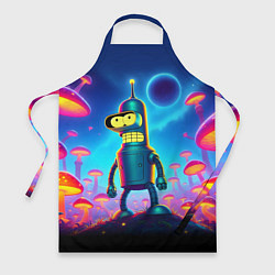 Фартук кулинарный Сынишка Бендера в сказочном лесу светящихся грибов, цвет: 3D-принт