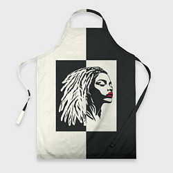 Фартук кулинарный Девушка с дредами на темно-зеленом, цвет: 3D-принт