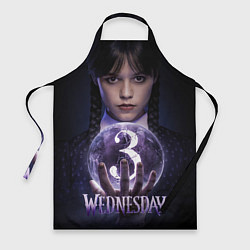 Фартук кулинарный Уэнсдэй и вещь с хрустальным шаром, цвет: 3D-принт