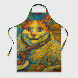 Фартук кулинарный Кот-мем бу в стиле Ван Гога, цвет: 3D-принт
