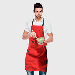 Фартук кулинарный Эмблема hitman на красном фоне, цвет: 3D-принт — фото 2