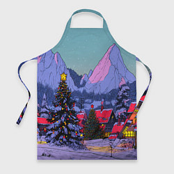 Фартук Новогодние елки в горном городке