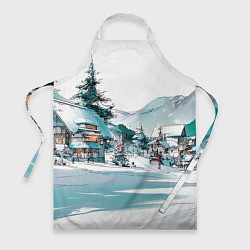 Фартук Дома и елки - Новый год