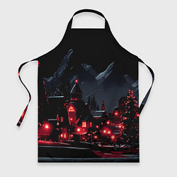 Фартук Новогодняя ночь и красные гирлянды