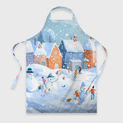 Фартук Предновогодний день во дворе