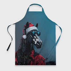 Фартук кулинарный Лошадь в новогоднем стиле, цвет: 3D-принт