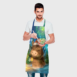 Фартук кулинарный Новогодняя лошадка жует елочные ветки, цвет: 3D-принт — фото 2