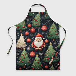 Фартук кулинарный Новый год паттерн Дед мороз, цвет: 3D-принт