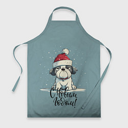 Фартук кулинарный С Новым годом - карикатурная собачка, цвет: 3D-принт