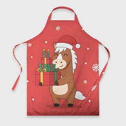 Фартук кулинарный Новогодняя лошадка с подарками, цвет: 3D-принт