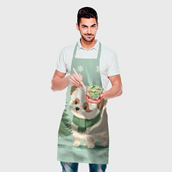 Фартук кулинарный Новогодний песик с елочкой, цвет: 3D-принт — фото 2
