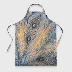 Фартук кулинарный Синие перья с самоцветами, цвет: 3D-принт