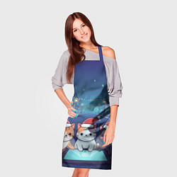Фартук кулинарный Новогодние котики с планшетом, цвет: 3D-принт — фото 2