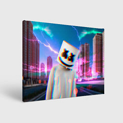 Холст прямоугольный Marshmello: Glitch Effect, цвет: 3D-принт