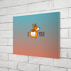 Холст прямоугольный I love you смешной корги, цвет: 3D-принт — фото 2