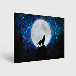 Холст прямоугольный Волк воющий на луну, цвет: 3D-принт
