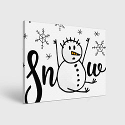Холст прямоугольный Снеговик ловит снежинки, цвет: 3D-принт