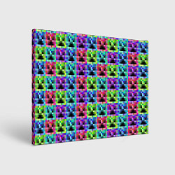 Холст прямоугольный МАЙНКРАФТ MINECRAFT ЦВЕТНЫЕ КРИПЕРЫ, цвет: 3D-принт