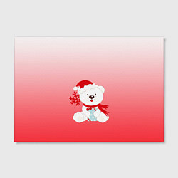 Холст прямоугольный Белый мишка с подарком, цвет: 3D-принт — фото 2