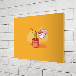 Холст прямоугольный Кактус и кружка с кофе, цвет: 3D-принт — фото 2