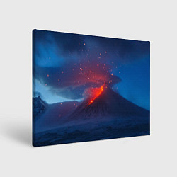 Картина прямоугольная Извержение вулкана ночью