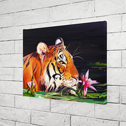 Холст прямоугольный Бенгальский Тигр в кустах, цвет: 3D-принт — фото 2